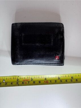 SwissGear Black Bifold Wallet with Red Cross Logo